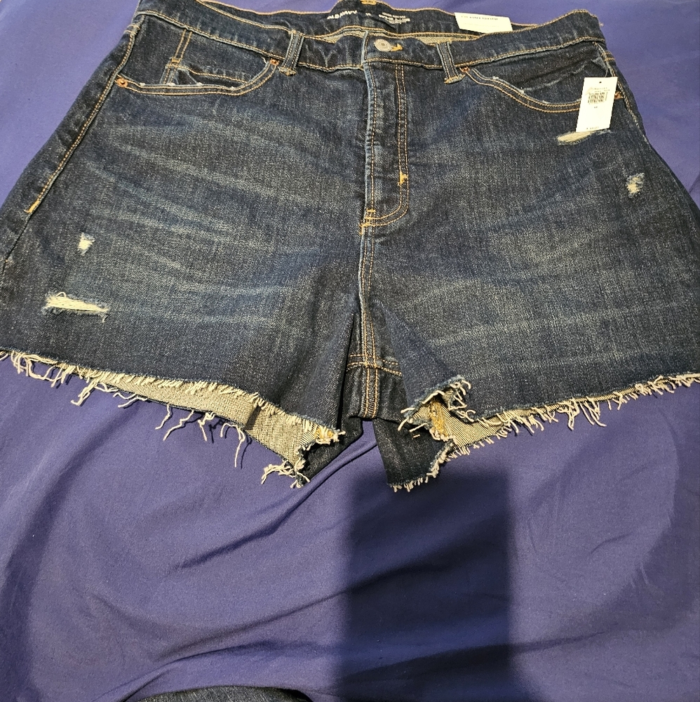 Old Navy Dark Blue Jean Shorts with Frayed Hem
